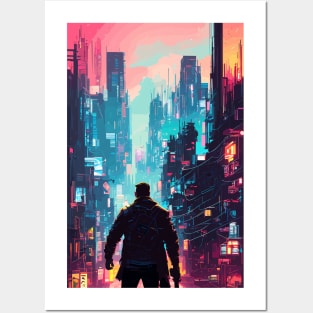 night city cyberpunk, cyberpunk art, neon art v27 Posters and Art